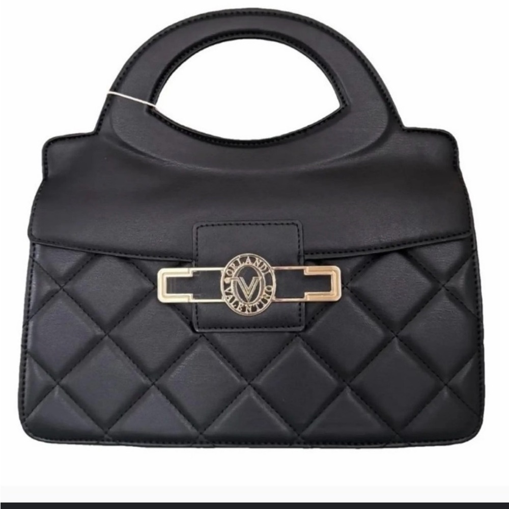 NWT Valentino Orlandi Black Quilted Crossbody Bag